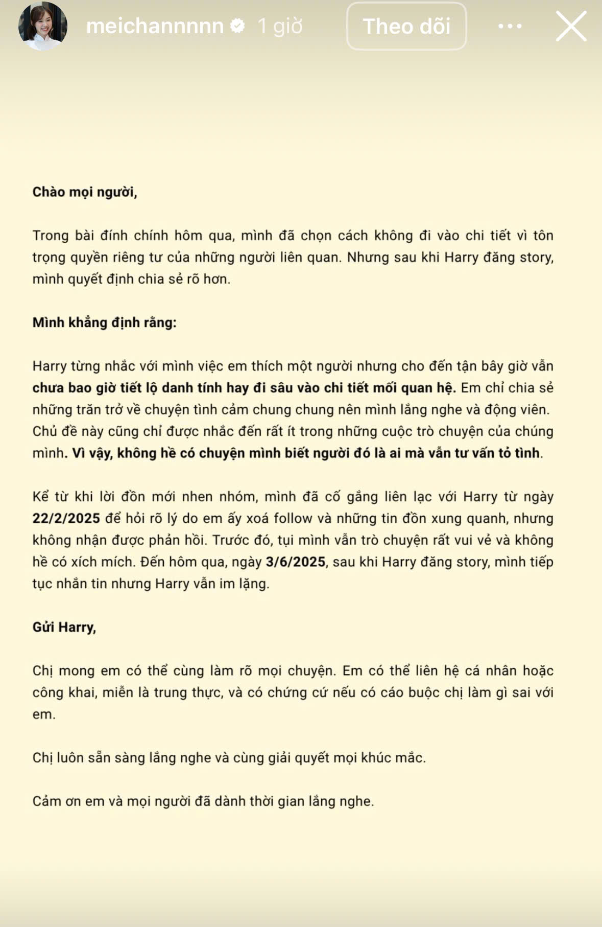 Harry lên tiếng giữa ồn ào với Meichan sau khi bị đồn thổi - Ảnh 3.