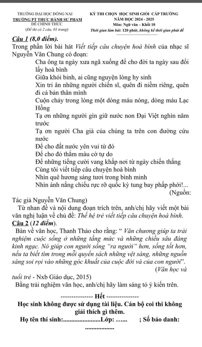 Ca khúc hàng tỷ lượt xem của nhạc sĩ Nguyễn Văn Chung vào đề thi văn, khán giả nói “khó được điểm cao”- Ảnh 1.