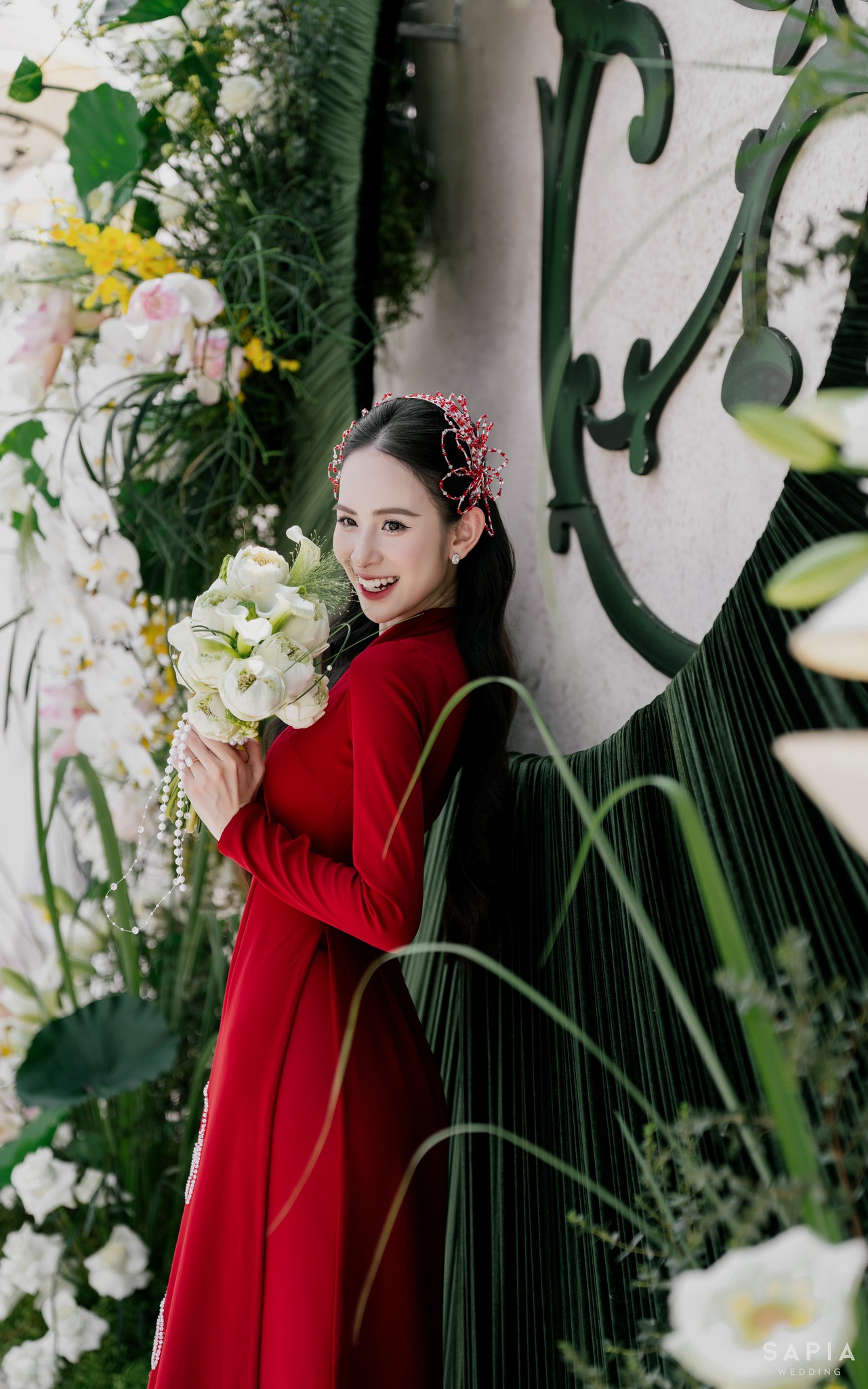 Đám hỏi của Hương Liên và chàng trai điển trai: Mọi chi tiết đều tôn vinh cô dâu - Ảnh 15.