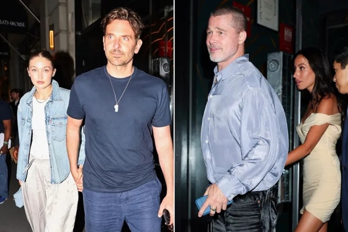 Từ trái qua: Gigi Hadid và Bradley Cooper, Brad Pitt và Ines de Ramon.