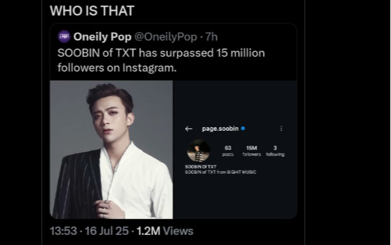Cư dân mạng bất ngờ khi Soobin cán mốc 15 triệu người theo dõi trên Instagram, vượt cả Jang Won Young lẫn Sơn Tùng- Ảnh 1.