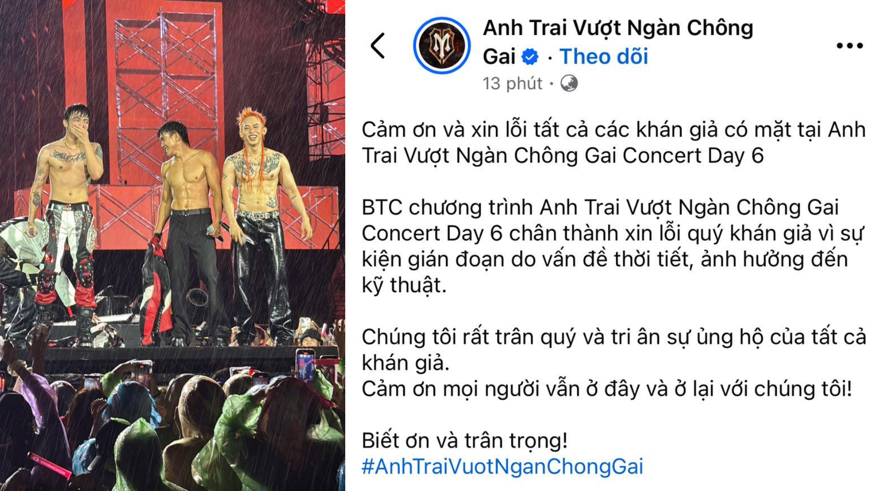 Concert Anh Trai Vượt Ngàn Chông Gai gặp khó khăn giữa chừng, mưa lớn kèm sấm sét khiến toàn bộ hệ thống âm thanh - ánh sáng tê liệt- Ảnh 11.