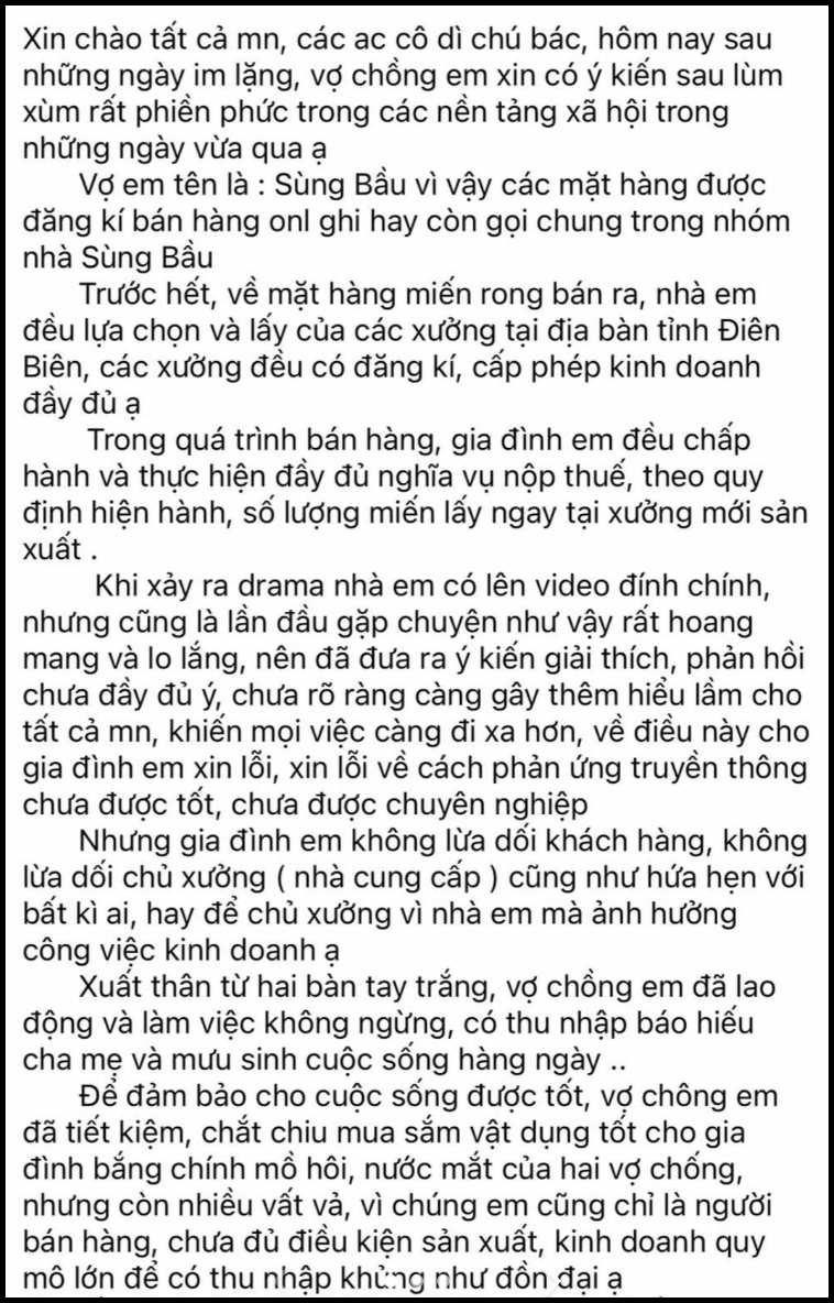 Sùng Bầu lên tiếng về ồn ào với miến dong Hồng Phước - Ảnh 2.