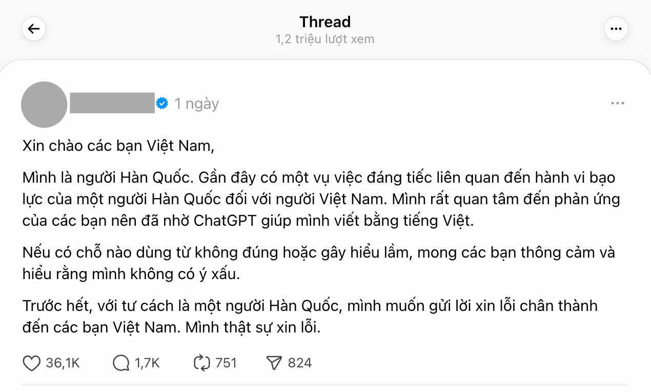 Bài đăng của E. nhận về lượng tương tác khủng