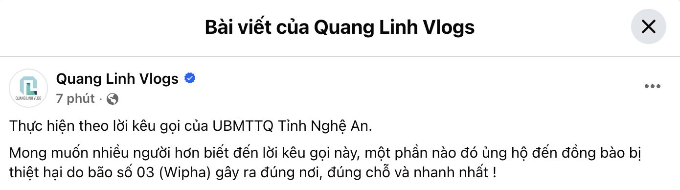 Tài khoản Facebook Quang Linh Vlogs bất ngờ hoạt động trở lại với thông điệp ý nghĩa - Ảnh 1.