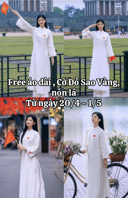 Khách hàng chụp ảnh với áo dài miễn phí