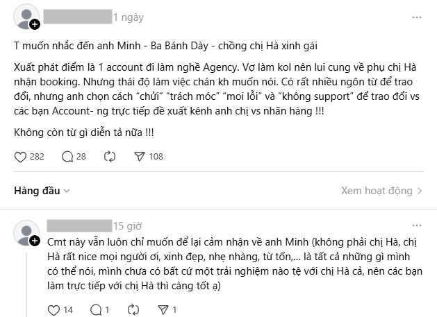 Bình luận chỉ trích gia đình Bánh Dày