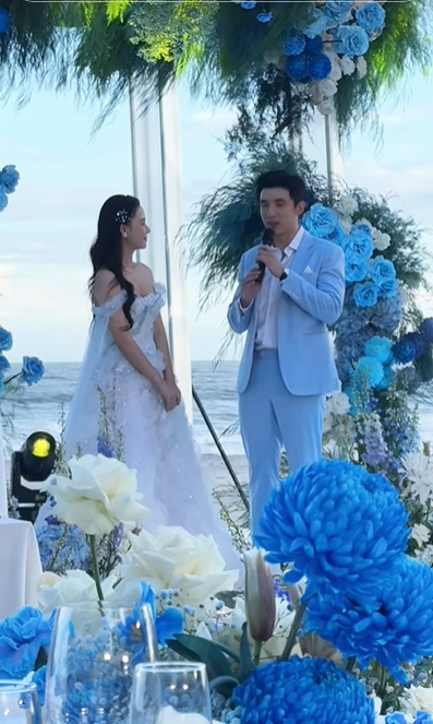 Midu và Minh Đạt trong buổi tiệc kỷ niệm.