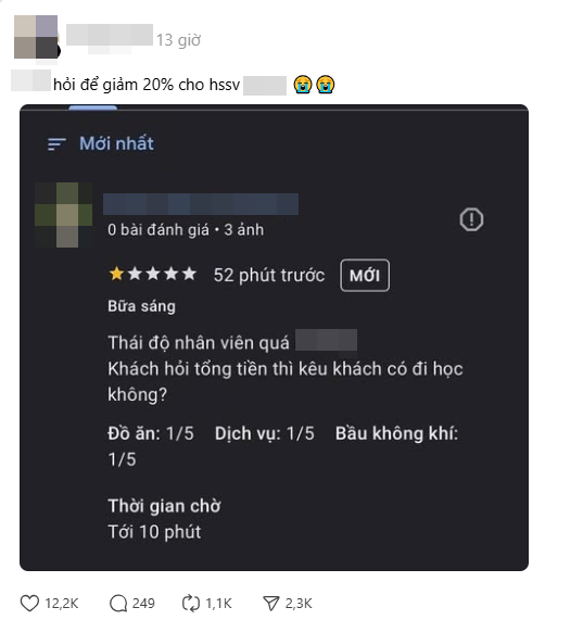 Khách hàng phàn nàn về thái độ nhân viên quán cà phê khi hỏi 'Bạn có đi học không?'- Ảnh 1.